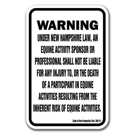 Signmission Safety Sign, 18 in Height, Aluminum, 12 in Length, Equine - New Hampshire A-1218 Equine - New Hampshire